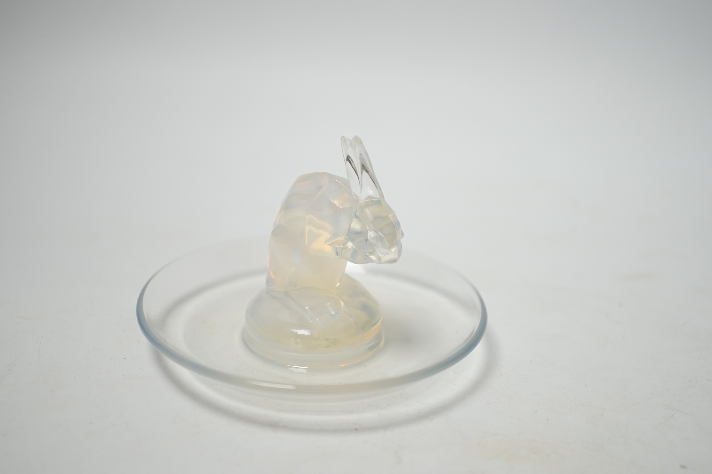 A Lalique moulded glass ‘rabbit’ pin dish, 9.5cm diameter